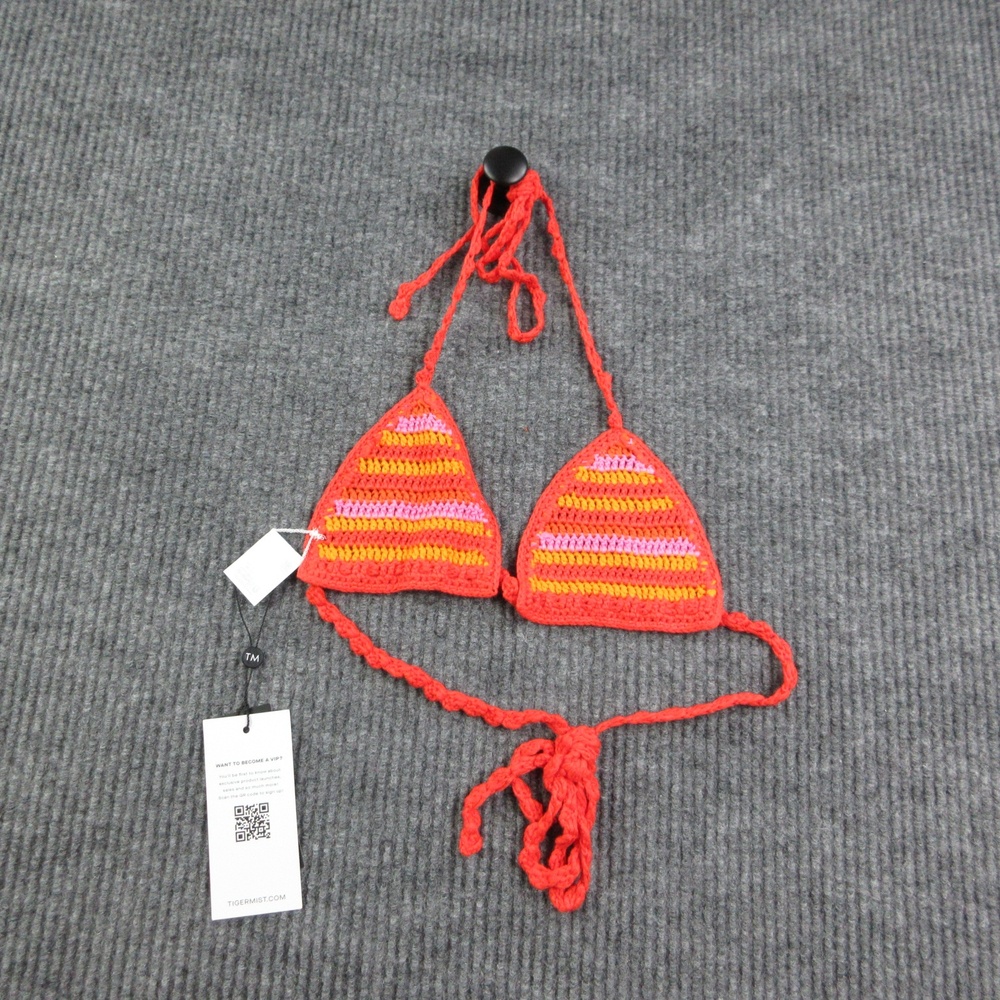 TIGER MIST Bikini Womens XS Red Sunset Tropical Stripe Triangle Halter NWT